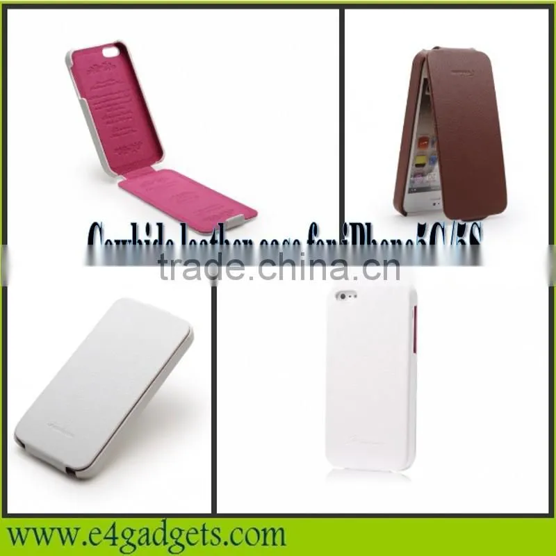 2013 New arrival hot sell design Litchi veins Flip Cowskin leather smart case for iphone5,for iphone5 case