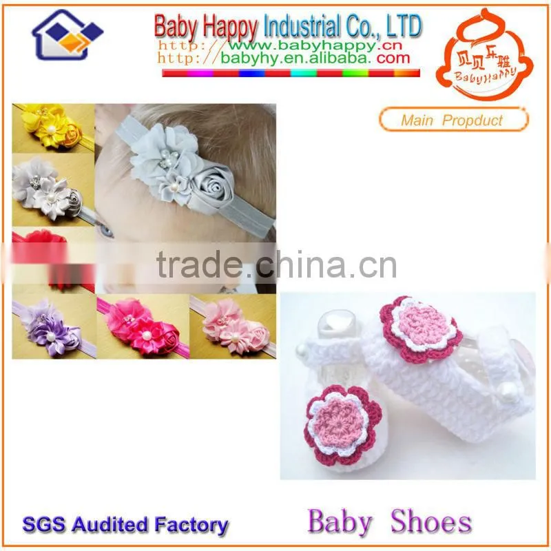 headband and genuine soft leather baby shoes