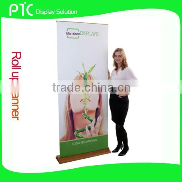 Luxury base bamboo roll up display