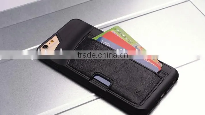 2015 New Design for iPhone 6 Back Cover Leather Case with Card Slot, Card Slot Back Cover for iPhone 6
