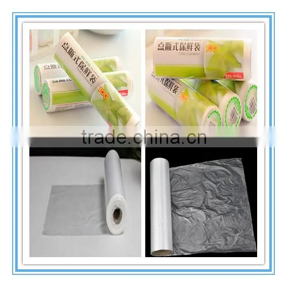 Vegetable roll plastic bag on roll