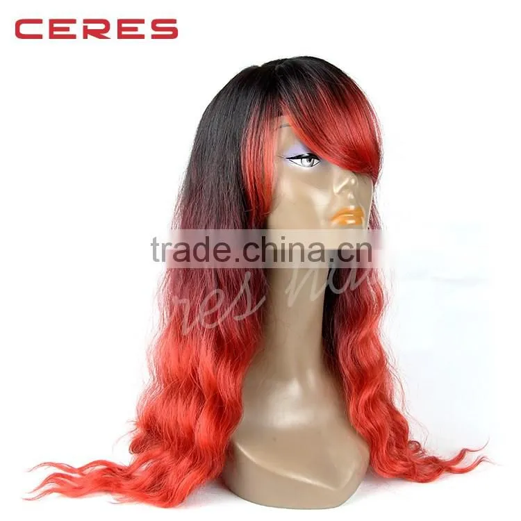 Body wave ombre color synthetic full lace hair wig