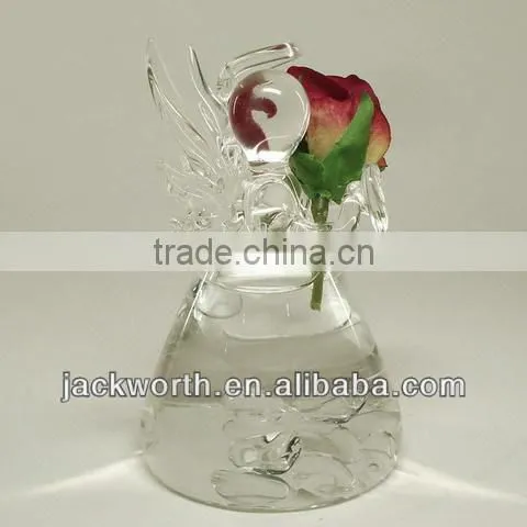 Glass angel flower vase