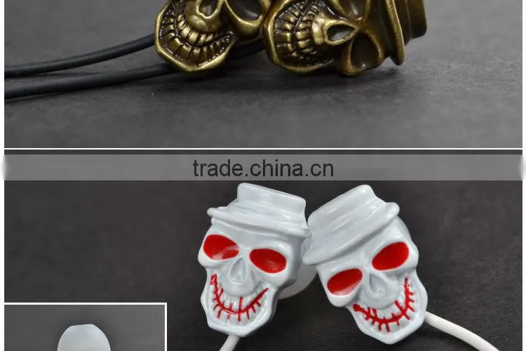 High quality personalized fashion metal skull earphones