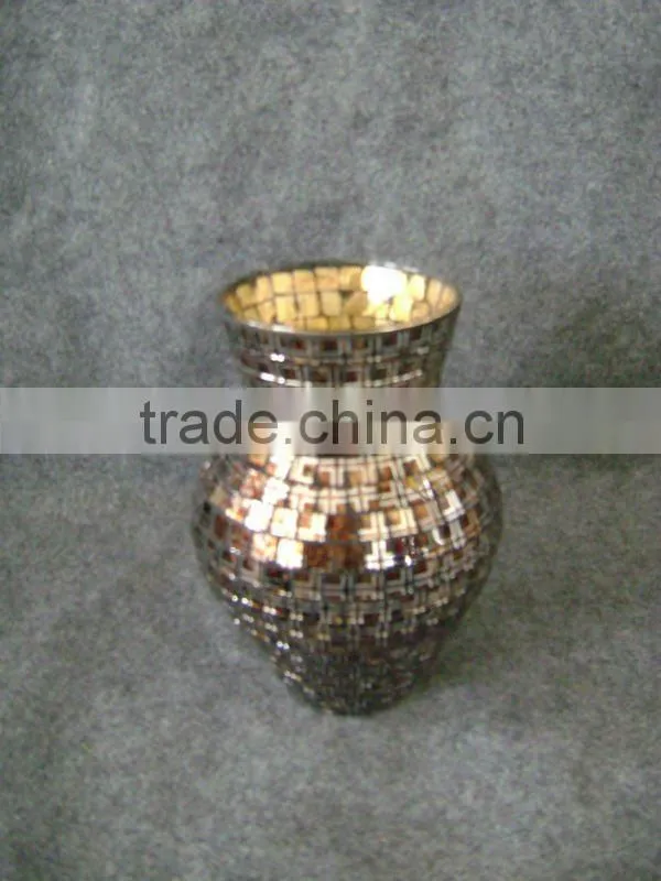 home deco crackle mosaic glass vase, crackle candle holder