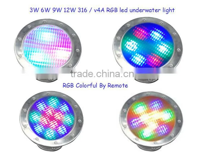 Durable ocean led underwater lights 12w,ip68 rgb led pool light