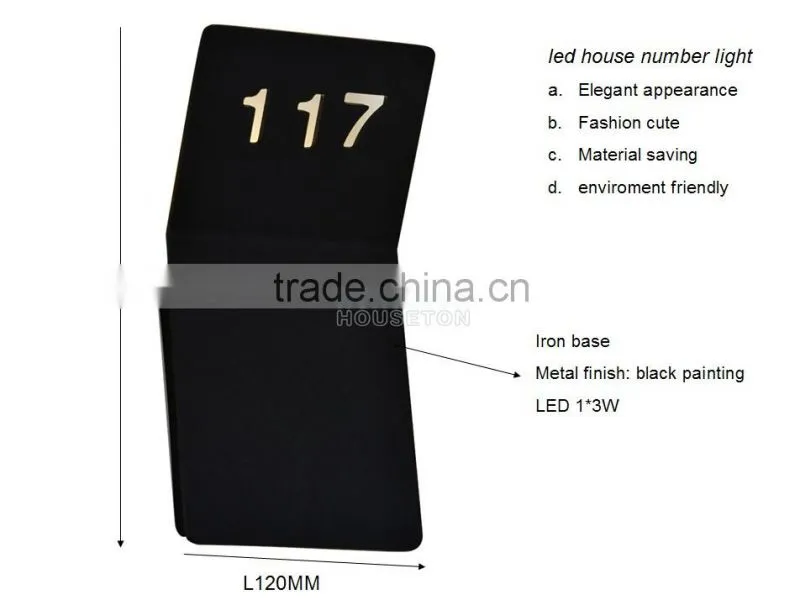 Hotel door black led house number light,Black led house number light,House number lights WL1065
