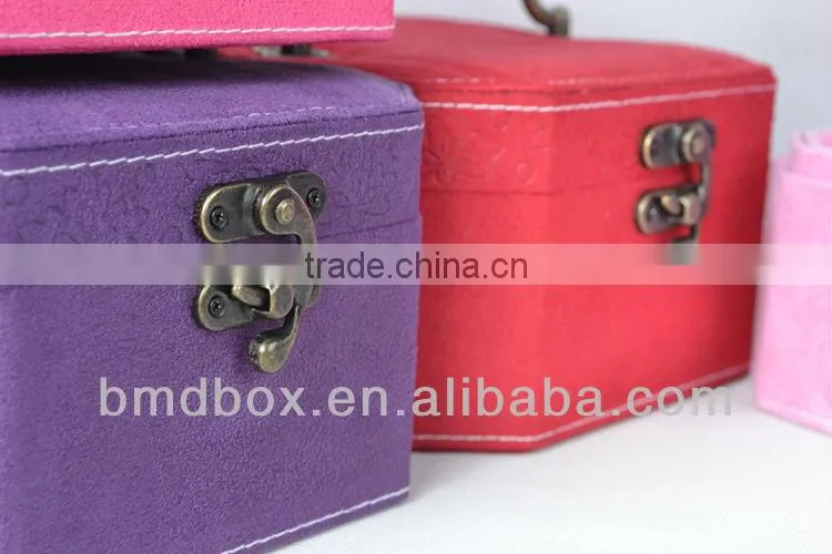 Octagonal Shape Exquisite Flocking Cheap Jewellry Box