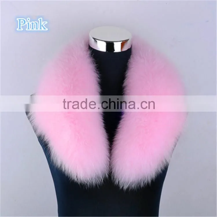 Big Genuine Detachable Black Fox Fur Shawl Collar for Women Leather Jacket