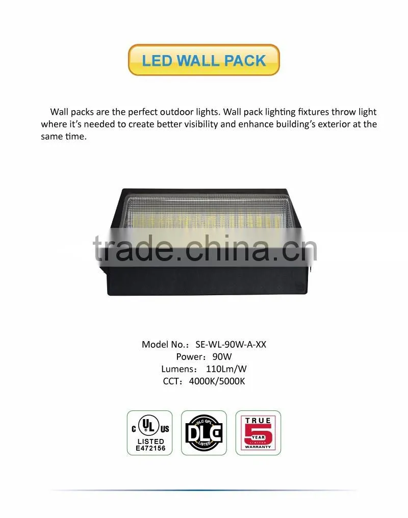 Forward Throw Wall Pack-IP54 Approval 90W wall pack light