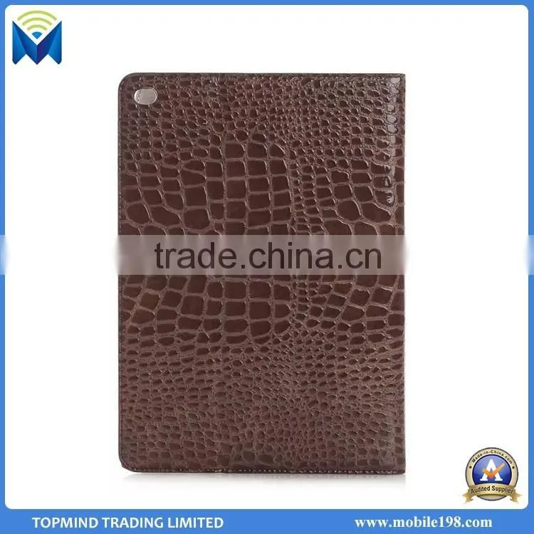 Crocodile Leather Case for iPad Air 2, Wallet Case Cover for iPad Air 2 with Card Slot