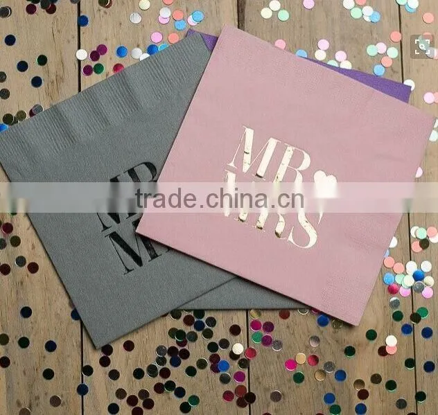 Custom Gold Foil Wedding Napkins, Foil Stamped Napkins Logos