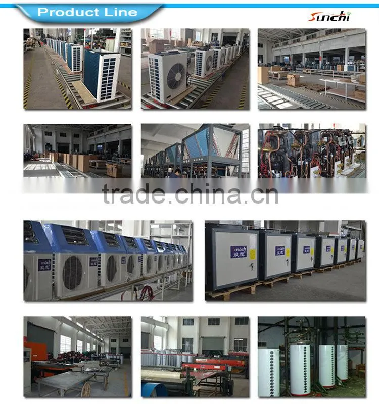 Outlet 85C hot water 12kw/19kw/35kw/70kw/105kw R134a supper COP high temp. air source heat pump industrial heating