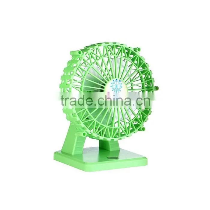 Ferris wheel style rechargeable standing fan winding data