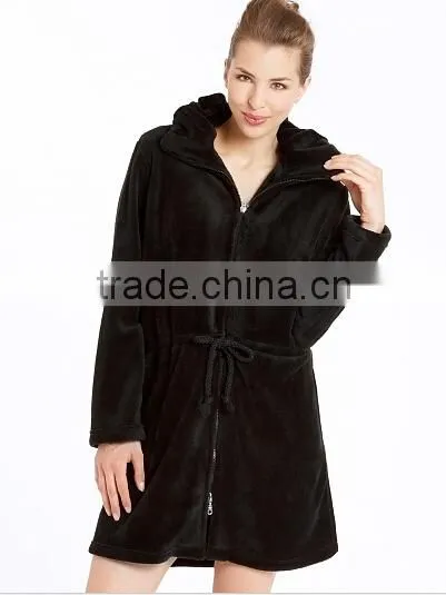 100% polyester coral fleece thick robe with shawl collar