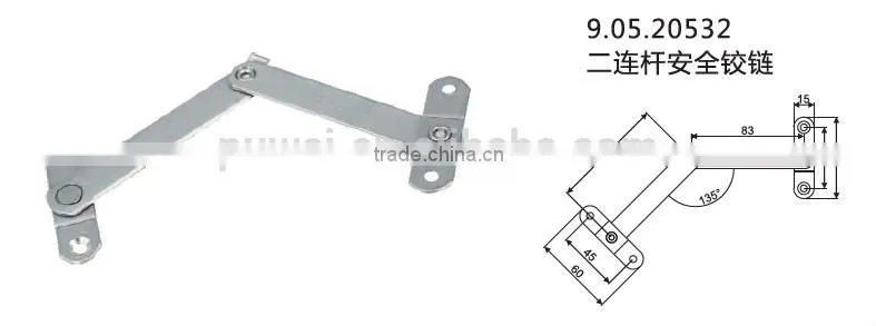 304SS Two bar Safety Window Hinge/ Safety Window Stay PWS PUWEI Security Hinge for Aluminum Wooden PVC window Friction hinge