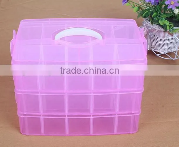25*18.7*17cm Three Layers 30 Compartments Jewelry Adjustable Plastic Storage Box Jewelry Earring Bin Case Container