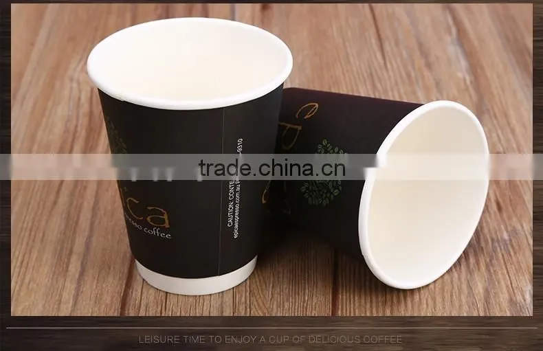 Logo printed disposable double wall paper cup/custom printed paper hot cup with lids