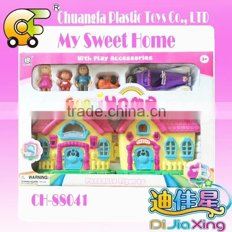 Kids mini villa toys modern villa with furniture wooden villa toys