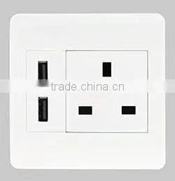 2016 CE/VDE approved 16A EU standard outlet with 2 usb port for cell phones
