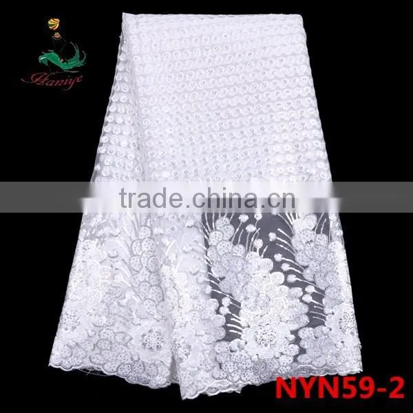 Haniye 2016 african embroidery tulle lace fabric high quality 5 yards for net dress/NYN59