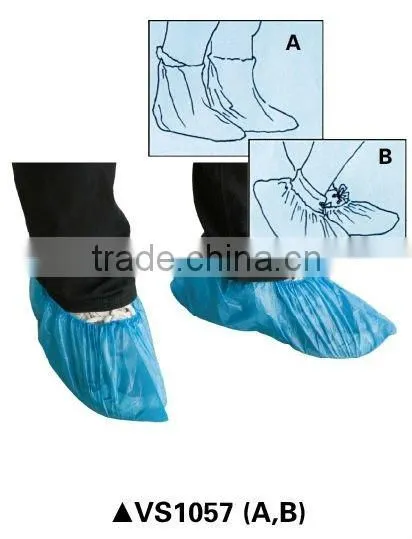 blue plastic disposable shoes cover