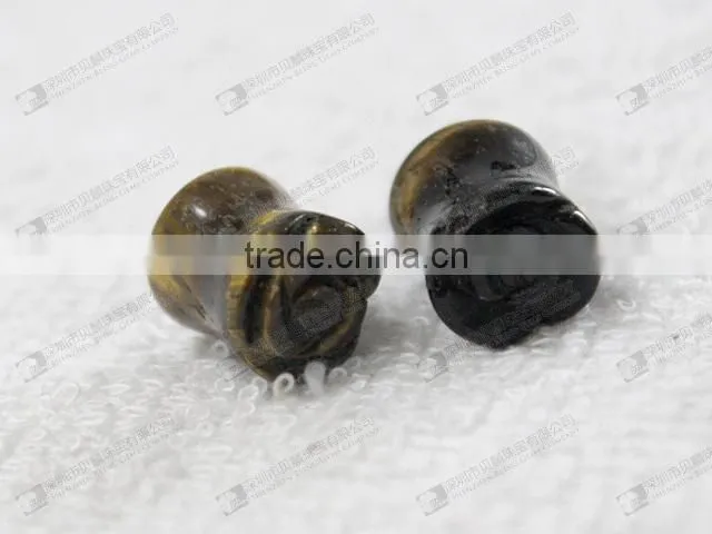 Body piercing jewelry tiger eye stone ear plugs