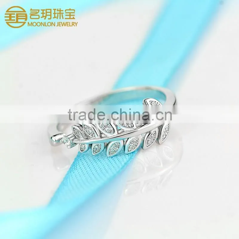Factory directly wholesale 925 sterling silver lucky leaves gemstone rings