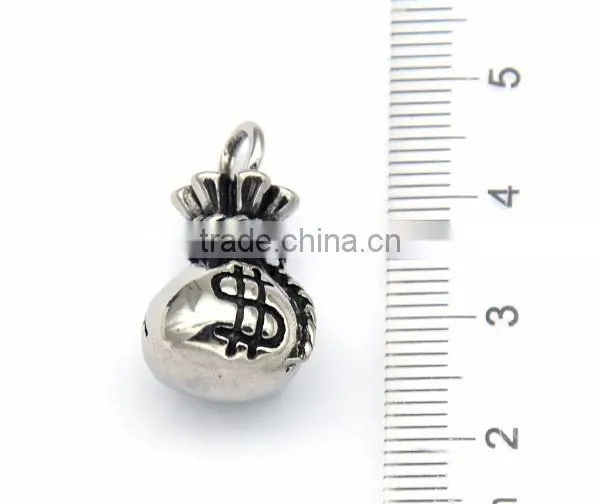 2017 Unique Design Silver Casting Stainless Steel Purse Pendant Dollar Charm Jewelry Unisex