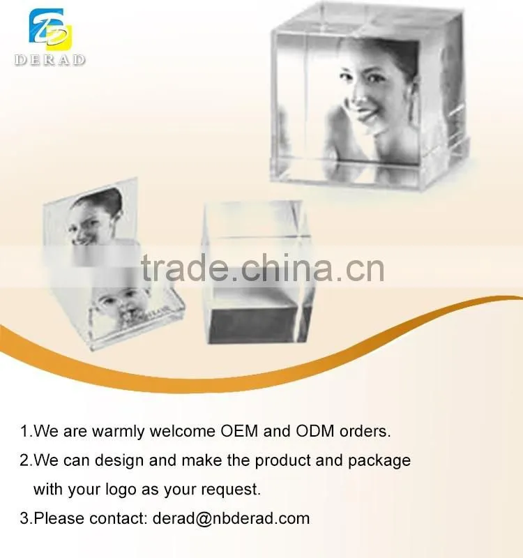 Roating Acrylic Cube Crystal Photo Frame Frameless Picture Frame