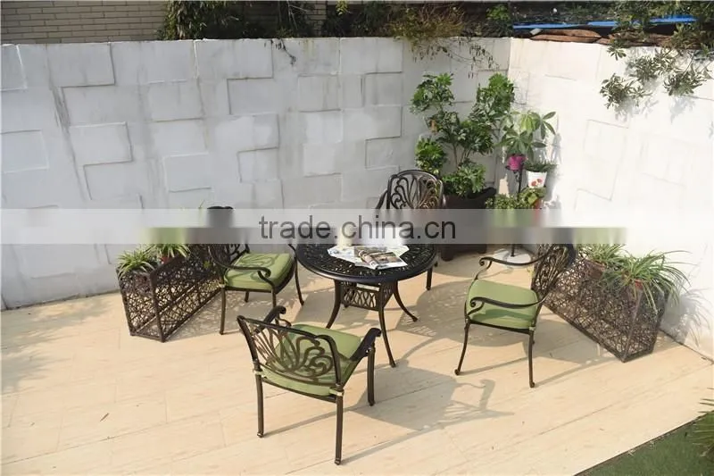 2016 Cast Aluminum Powder Coated Garden Table Set with Cushion - Antique Bronze