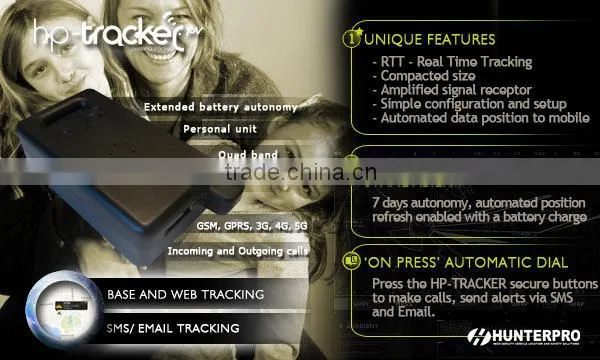 Personal GPS Tracker and Voice communicator, extended battery lifetime, SMS alerts and Email alerts - Mod HPTRACKERXV