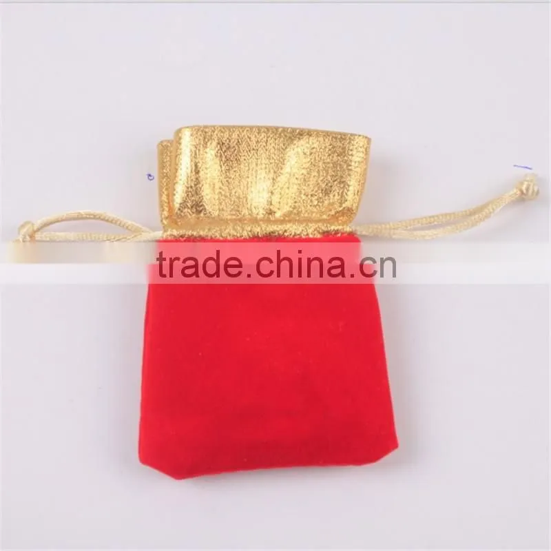 New design red jewelry gift velvet drawstring bag wholesale