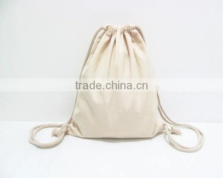 logo printingable Wholesale canvas fabric Drawstring Tote Cinch Sack Promotional Backpack Bag