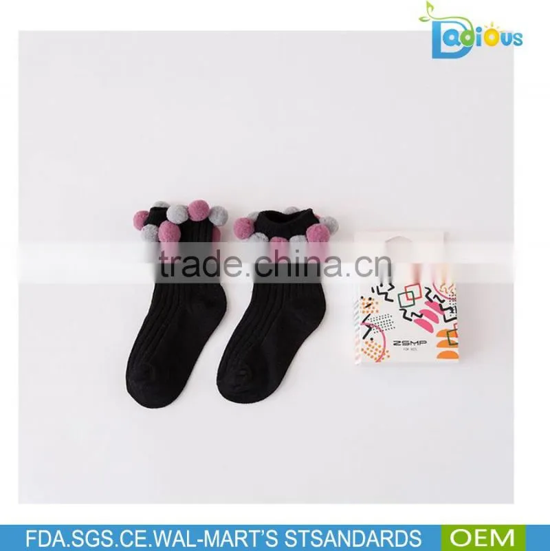 Fashion High Quality Wholesale Baby Cotton Socks Circle ball decoration kids socks
