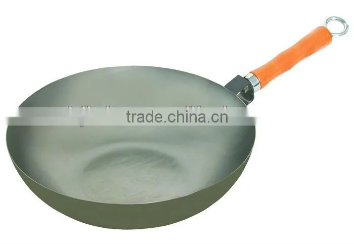 Single Handle Carbon Steel Material Set Steel Frying Wok