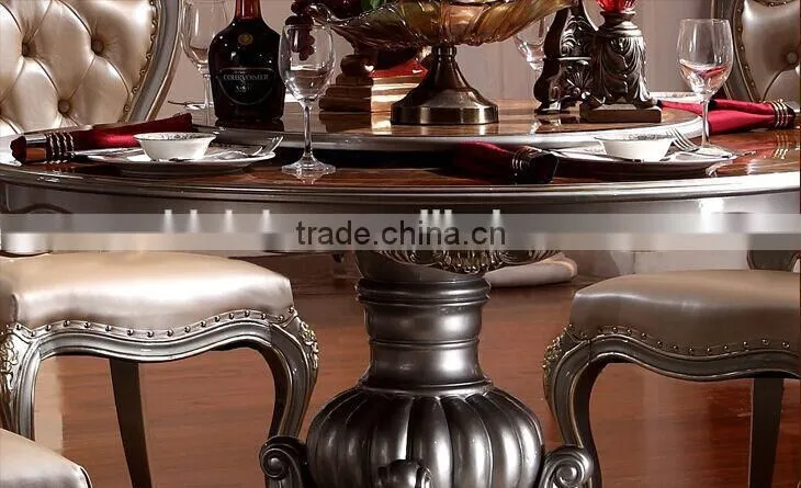 BISINI European Classic Dining Room Sets, Exquisite Carved Dining Table & Chairs Set, Round Dining Table and Chairs (BF01-ML017)