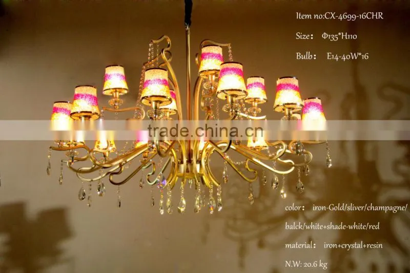 Hot Sale E14 Decorative Metal Chandelier/Beautiful New Design Three Levels Decorative Red Chandelier