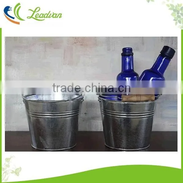 Small garden decorative galvanized metal flower pots set
