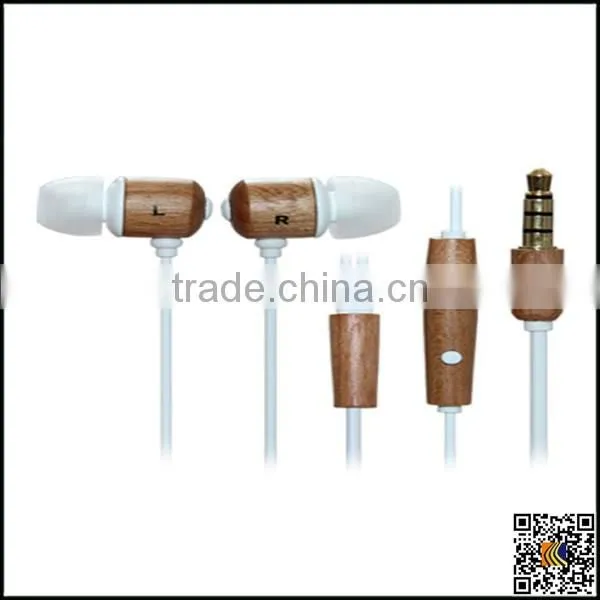 Cherry wood-ear remote control headphones wire (white),Cherry wood earphone