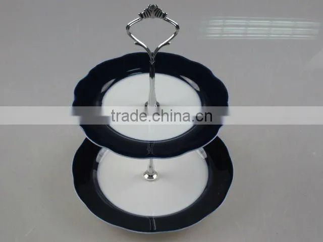 Stock porcelain two layers colored glazed fruit plate