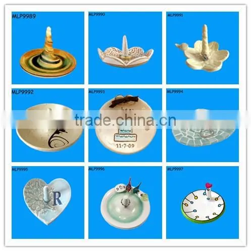 2014 Cute Ceramic White & Green Cheap Jewelry Dishes
