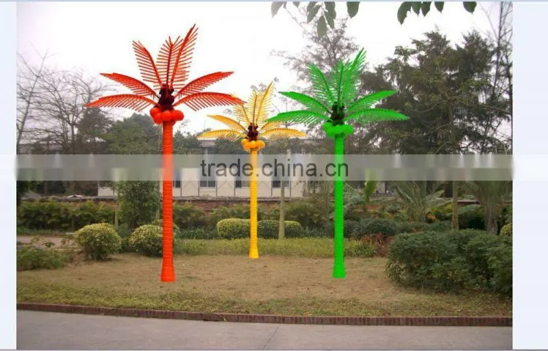 Home garden decorative 16.5ft Height outdoor artificial green flashing LED solar lighted up Date palm trees with bark EDS06 1416