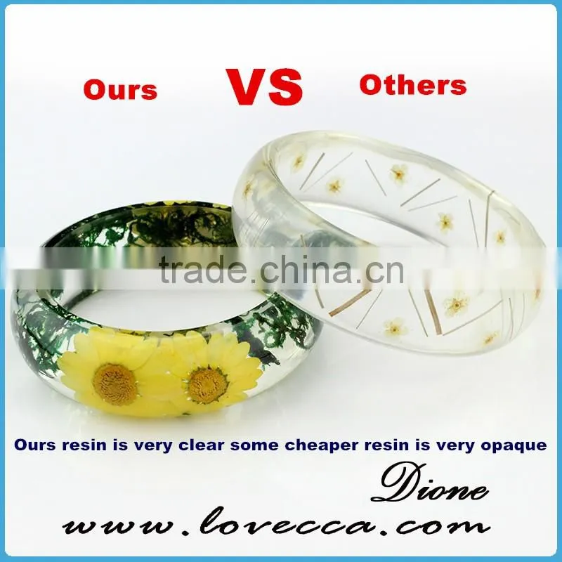 Personalized Engraved Gift dried flowers resin bangle bracelet with real plants