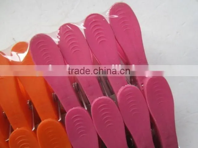 24 pc plastic anti slip cloth clips three colours/clothespin