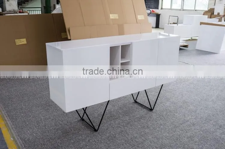 High Gloss Dining Cabinet With Black Solid Iron Legs H-828
