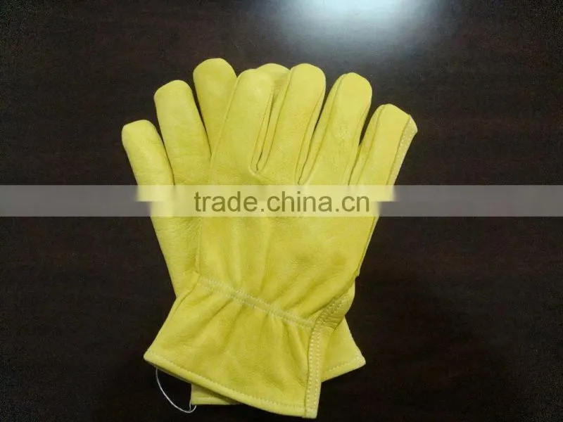 Yellow cow grain leather driving gloves ZM100-H