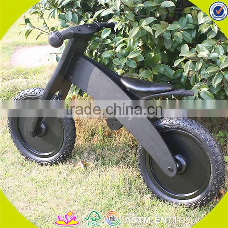 Wholesale top sale wooden black balance bike for kids new fashion black balance bike great wooden black balance bike W16C051