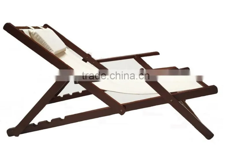 Outdoor Wooden 4 Level Adjustable Folding Recliner Chair