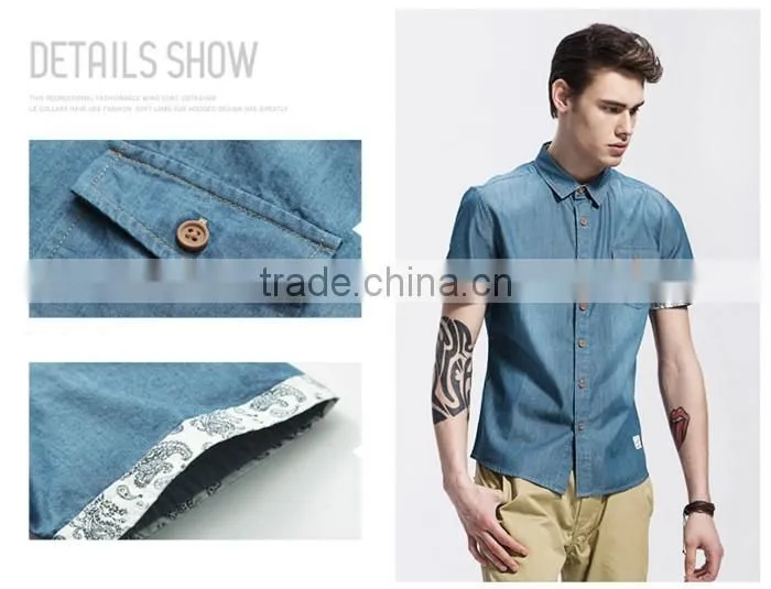 Wholesale China short sleeve men's shirt latest shirt designs for men denim shirt for men
